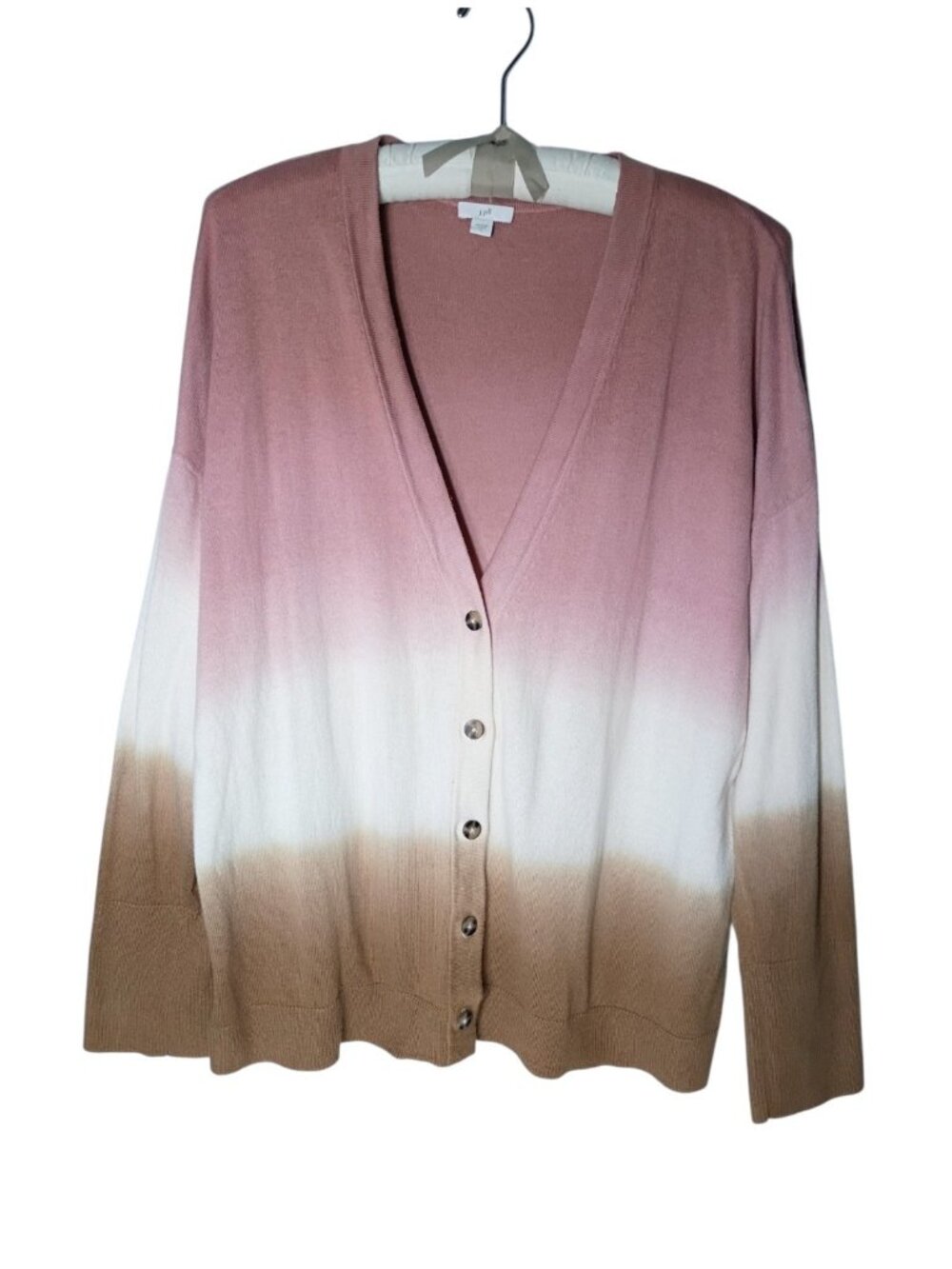 J Jill Dip Dyed Ombre Cardigan Sweater L Button Up Boho Minimalist